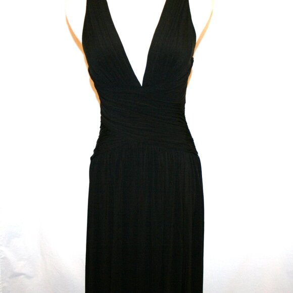 BCBG Maxazria Black Open Cross Back Floor Length Gown Small - Picture 6 of 12